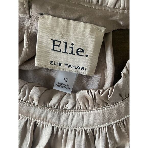 Elie Tahari Champagne sleeveless maxi Dress 12 event semi formal party resort - Picture 6 of 8